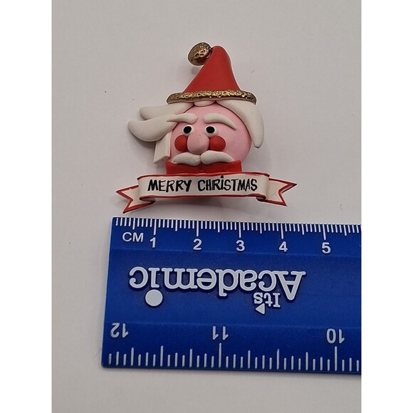 Vintage Unmarked Polymer Christmas Santa Brooch Pin Whimsy Fun - Picture 3 of 4